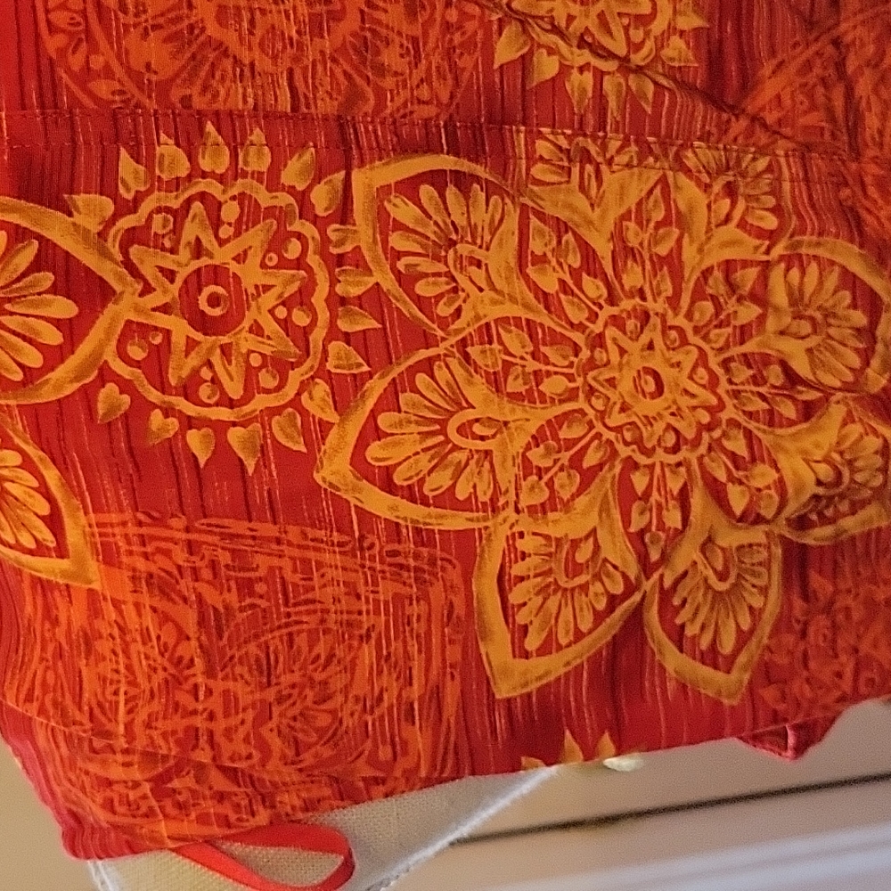 Sag Harbor red yellow orange sleeveless wrap maxi dress tie waist Vneck…14 EUC - Picture 4 of 6